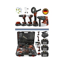 Böhrer Ba01012k Alman 5'li Set Kırmızı Akülü Kırıcı Delici,125mm Taşlama,13mm Vidalama,450nm Somun Sıkma Ve Lamba