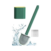 Sıladanal Duvara Monte Edilebilir Kapaklı Askılı Klozet Yumuşak Silikon Başlıklı Tuvalet Fırçası Seti Siyah