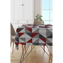 Bordo Geometrik Desen Dokuma Leke Tutmaz Masa Örtüsü Mso383n11