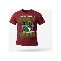 Urbantrendstore Balık Desen Baskılı Yarım Oversize Pamuklu Biskilet Ve Yuvarlak Yaka Tişört Tshirt Bordo