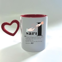 Sarıl Baskılı Kırmızı Boş Kalp Kulplu Mega Kupa