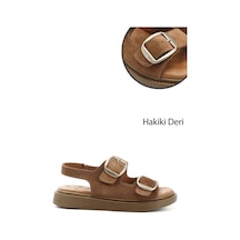 Gönderi(R) Gönderi R Taba Süet Cırtlı Tokalı Dolgu Taban Hakiki Deri Comfort Sandalet Taba Süet