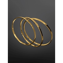 Gold Renk Parlak Ajda Model 316l Çelik Kadın Bilezik Retro & Modern Tasarım 3 Adet Gold