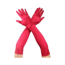 Kırmızı Renk Dirseğe Kadar Uzun Kumaş Eldiven 40 Cm Diğer
