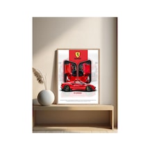 Ferrari Doğal Ahşap Çerçeveli Tek Parça Dekoratif Tablo Çok Renkli - 844470939 Çok Renkli