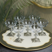 Elta Collection 6 Adet Metal Ayaklı Gümüş Detaylı Vira Magnolia-kase-dondurmalık-şekerlik Gri