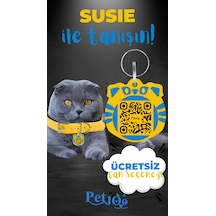 Petjoo 3.Susie Mavi-Sarı Qr'lı Kedi Künyesi