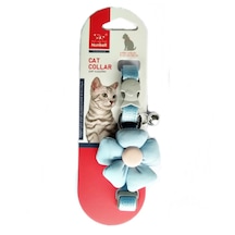 Nunbell Çıngıraklı Çiçekli Kedi Boyun Tasması 23-35 Cm Mavi