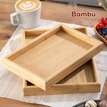 Porsima Pbt-362 Ahşap Tepsi 2li Set Çay Kahve Bambu Sunumu Tepsi Seti Ahşap