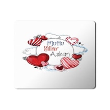 2024 Mutlu Yıllar Aşkım Kalpler Kalp Kırmızı Mousepad Mouse Pad
