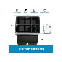 Ranyeek Gıda Kalitesi Silikon Buzluk Kutu, 6 Bölmeli Kapaklı, Çok Amaçlı Buz, Puding, Çikolata Kare Buzluk Kase Çok Renkli