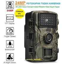 Fotokapan 24 Megapixell - 38 Led Gece Görüşlü Video+resim+ses Çok Renkli