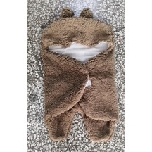Wezone Kışlık Bebek Ayaklı Uyku Tulumu - Yeni Doğanlar İçin Isı Sağlayan Flanel Battaniye - Kahverengi - Evrensel Boy Kahverengi