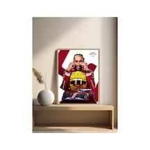 Lewis Hamilton Doğal Ahşap Çerçeveli Tek Parça Dekoratif Tablo Çok Renkli - 844486344 Çok Renkli
