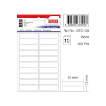 Tanex Ofis Etiketi Poşetli 13x50 Mm Beyaz Ofc-109 10 Lu Paket