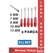 Premium Ergonomik Kaymaz Kauçuk Sap Lokma Anahtar Tornavida 6/7/8/10/13/mm 5'li Set