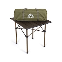 Lerato Basic Alüminyum Katlanır Portatif Küçük Boy Kamp ve Piknik Masası - Kahverengi - 49 x 52 x 49 CM