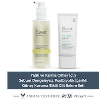 Yağlı-karma Ciltler İçin Arındırıcı, Matlaştırıcı Güneş Koruma Etkili Bakım Seti