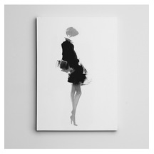 Siyah Elbiseli Kadın Mini Dekoratif Kanvas Tablo 70 X 100 Cm
