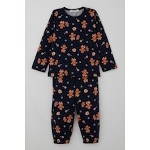 Breeze Erkek Bebek Pijama Takımı Yılbaşı Temalı Kurabiye Adam Desenli 9 Ay-3 Yaş, Lacivert Lacivert