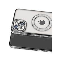 Apple iPhone Uyumlu - 15 Kılıf Joke Simli Magneticsafe Kılıf - Siyah