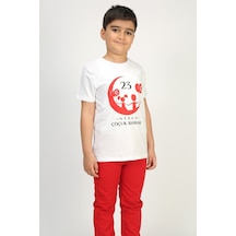 Toontoy Kids Toontoy Unisex 23 Nisan Baskılı Bisiklet Yaka Kısa Kollu Tişört Beyaz Toontoy Kids Toontoy Unisex 23 Nisan Baskılı Bisiklet Yaka Kısa Kollu Tişört Beyaz