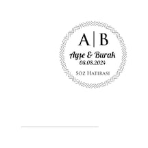 Zikzak Çerçeveli Yuvarlak Mühür Kına Nişan Düğün 3x3 Cm Özel Etiket / 50 Adet Sticker Beyaz