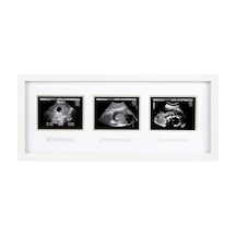 87038 Trimester Sonogram Frame Deluxe, Fotoğraf Çerçevesi İçin Üç Ultraschallaufnahmen, Beyaz Açık Gri