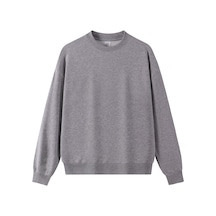 Edwardest Sonbahar Ve Kış İçin 435 Gr Kalınlığında Havlu Kumaştan Üretilmiş, Düz Yuvarlak Yakalı Sweatshirt Gri