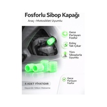 Fosforlu Araç Motosiklet Lastik Sibop Kapağı Gece Parlayan Silikon 4 Adet Universal Sibop Kapağı