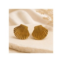 Gold İstiridye Model Çelik Kadın Küpe Deniz Kabuğu Figürlü Şık Küpe Gold - 886835896 Gold - 886835896 Gold