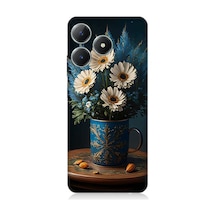 Realme Note 50 Uyumlu Mavi Çiçek  Desenli Silikon Kılıf