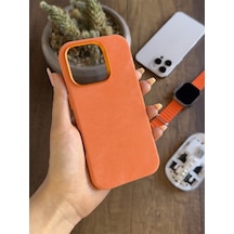 Apple iPhone 16 Pro Max Uyumlu Kadife Yüzeyli Magsafe Uyumlu Premium Kılıf Soocase691 Turuncu