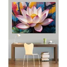 Renk Sıçramalı Lotus Dekoratif Kanvas - Mdf Ahşap Tablo