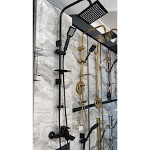 İsaoğlu Yapı Piano Black Siyah Tepe Yağmurlama Duş Seti Ve Siyah Banyo Bataryası Siyah Robot Duş Seti Siyah Duş Siyah