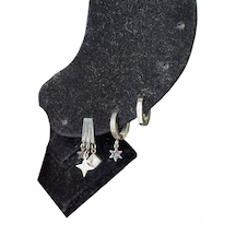 Üçlü Yıldız Uçlu Klipsli Çelik Küpe