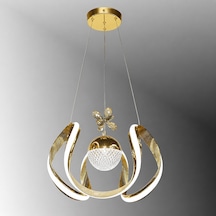 Tt306-dsnsr-1tpl Tt Aydınlatma Kavis Çizgili Desenli Tek Toplu Gold Kaplama Led Avize
