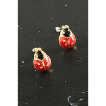 Uğur - 665 - Böceği Mineli - Glblseme - Minik Küpe-kırmızı çok renkli
