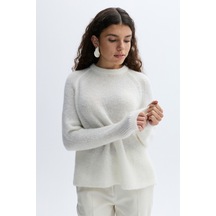 Mudo Kadın Kadın Ekru Loose Fit Bisiklet Yaka Kazak 1264232