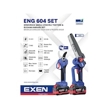 Exen ENG 604 21V 2x4AH Çift Akü Kömürsüz Şarjlı Testere + Makas Seti