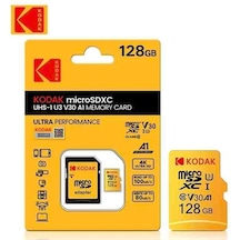 Kodak 128gb Micro Sd Kart Uhs-ı U3/v30/a1 + Adaptör
