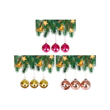Yılbaşı Çam Ağacı Süsü Fuşya - Gold - Rose Gold 4 Cm 18'li