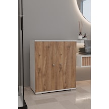 Şelale 3 Bölmeli Banyo Dolabı Deterjan Dolabı Banyo Rafı Meşe Meşe