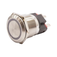 Motorobit 22E-P1Z-E 22Mm Düz Anahtarlı Işıklı Metal Buton - Beyaz