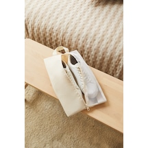 Ocean Home Textile Bej Renk Fileli Oxford Kumaş Ayakkabı Düzenleyici Taşıma Çantası 22 X 40 X 9 Cm