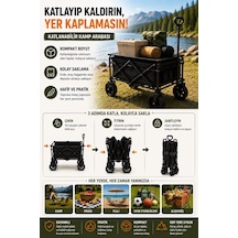 Mey İthalat Katlanır Kamp Arabası 130 Kg Kapasiteli Üst Tablalı Kalın Tekerlekli Çok Amaçlı Taşıma Arabası