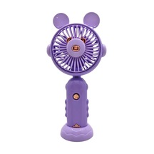 Şarj Edilebilir Fanlı Ayıcık Figürlü Ayarlanabilir El Fanı Vantilatör - Mor