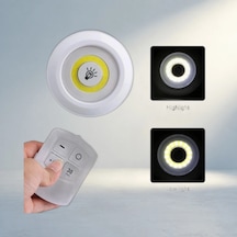 Kumandalı Yapışkanlı 3'lü Led Spot Lamba Pratik Aydınlatma Seti Uzaktan Model