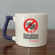 Yasakları Yıkarım Bulaşıklara Karışmam Baskılı Mor Kulplu D Kupa