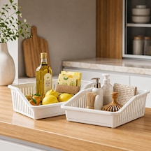 Çok Amaçlı Düzenleyici Organizer Sepet, 4,85 Litre Beyaz Plastik Saklama Kutusu, Buzdolabı İçi, Lavabo Altı, Mut Diğer